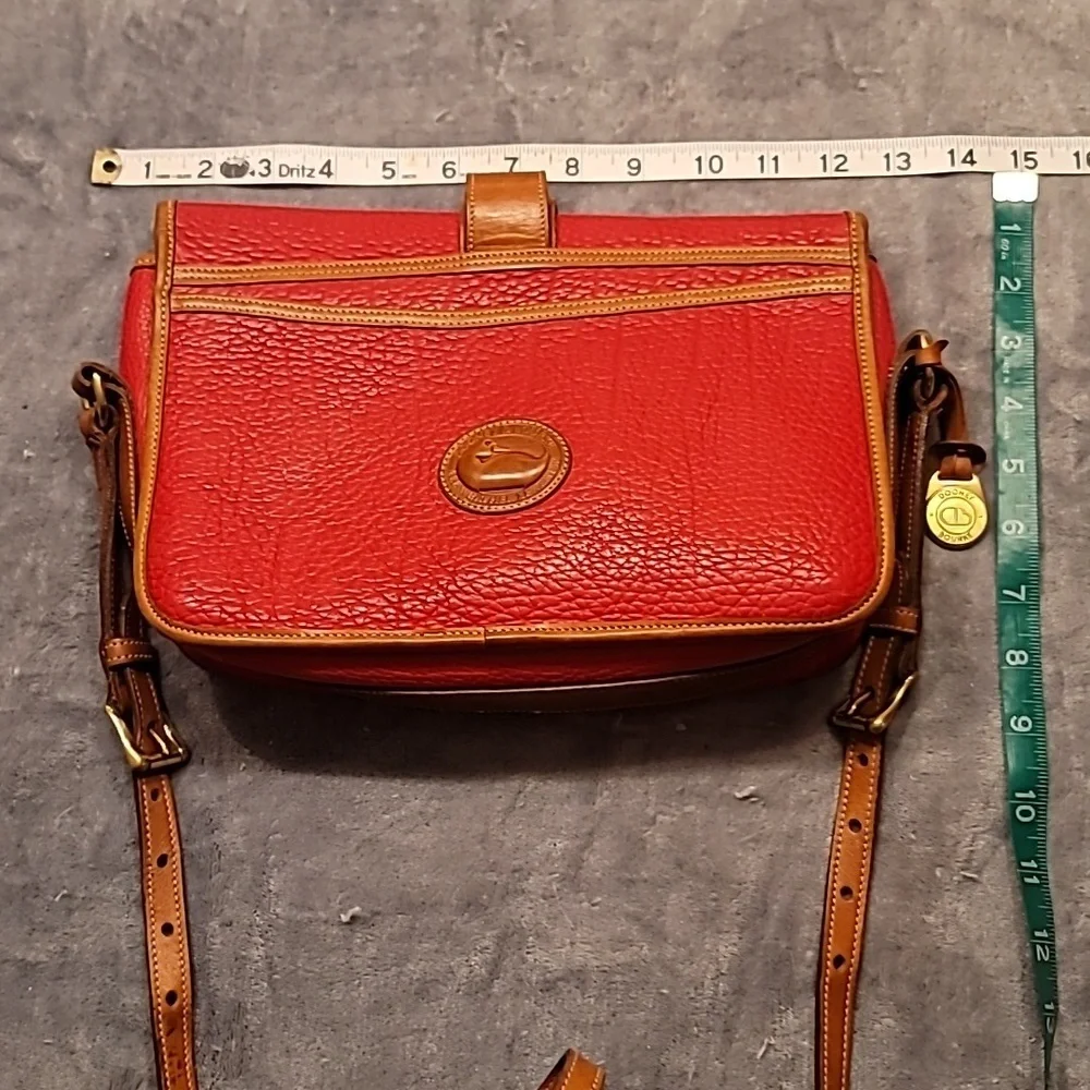 0463. EUC ~ Dooney and Bourke ~ Red Leather Equestrian Over Under Shoulder Bag ~ - Picture 8 of 14